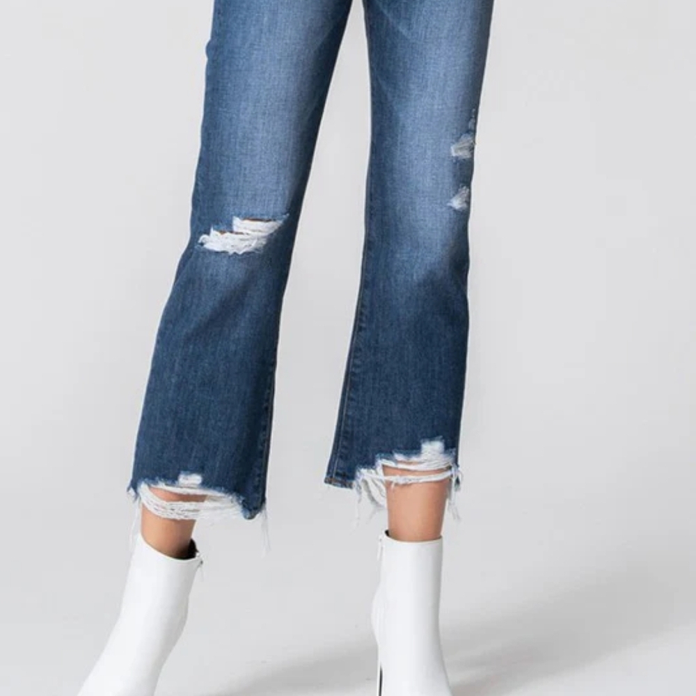 Flying Monkey Distressed Ankle Jeans in Blue